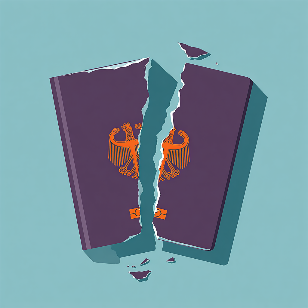 Ein zerrissener deutscher Reisepass.